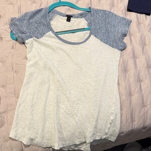 J. Crew Blue and Cream Short Sleeve Tee